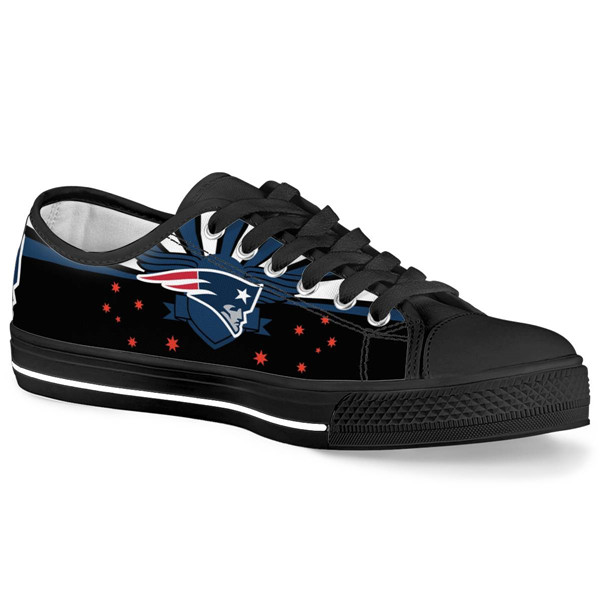 Women's New England Patriots Low Top Canvas Sneakers 009 Women's New England Patriots Low Top Canvas Sneakers 009